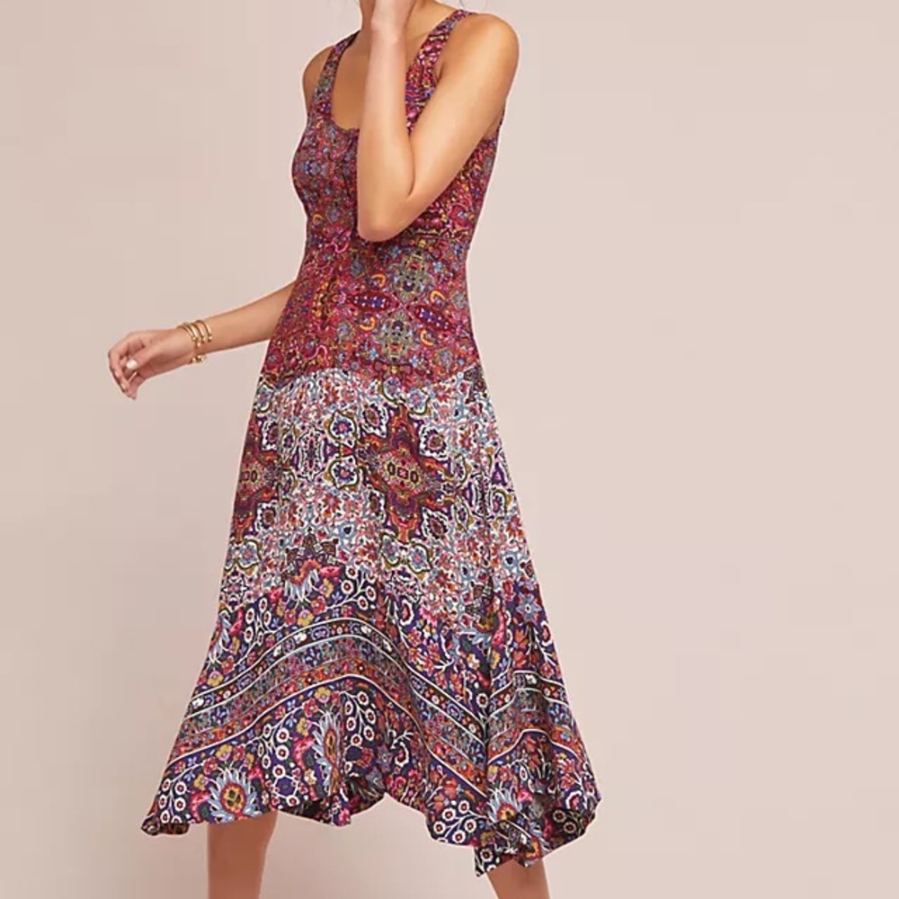 NWT Anthropologie Maeve Violette Midi Dress Size 14